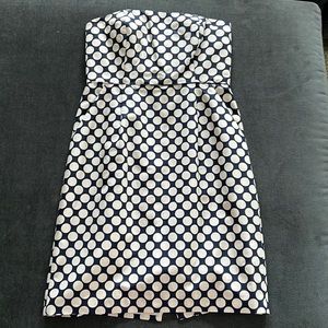 J Crew - Navy polka dot strapless dress - Size 6